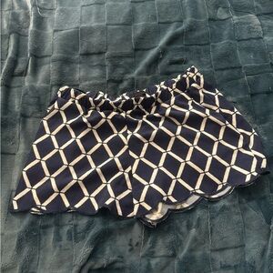Navy and White Geometric Patterned Shorts